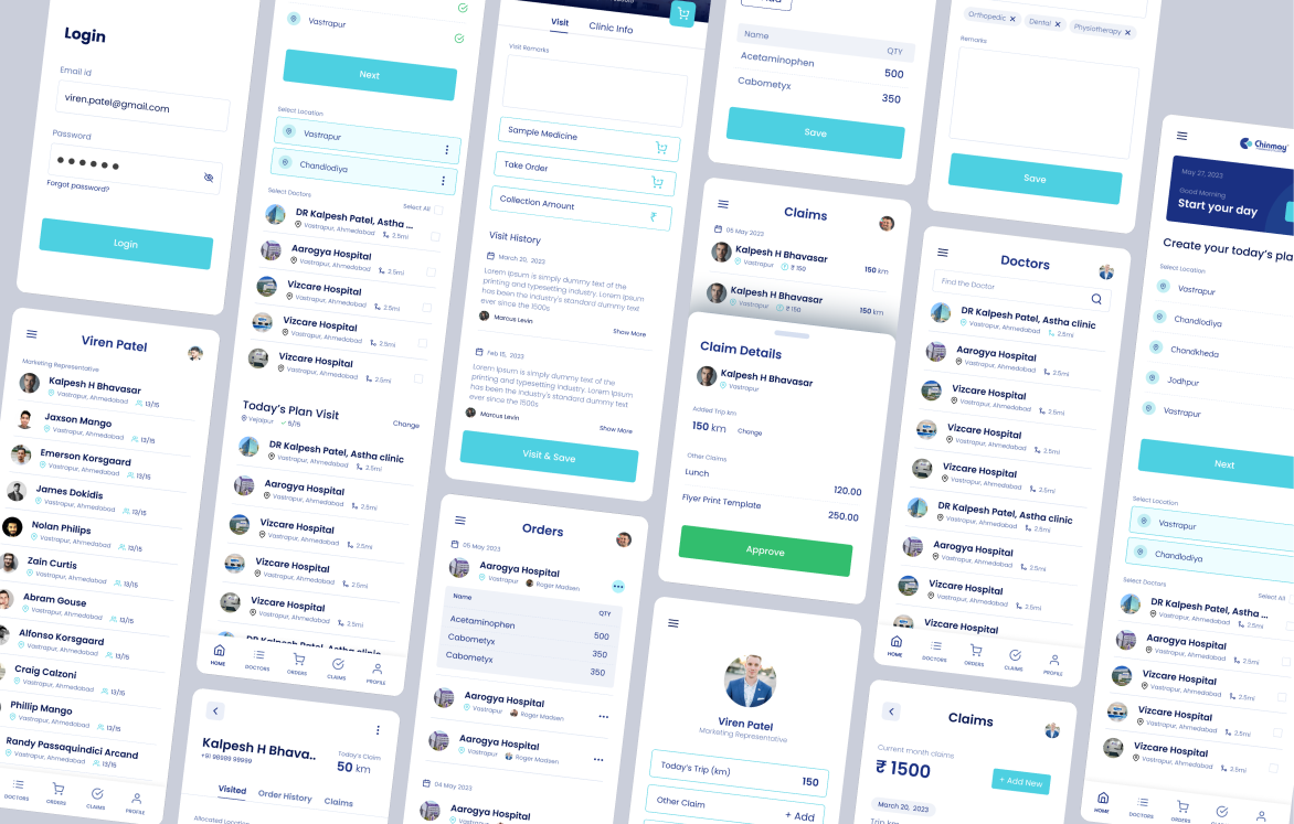 MR app for pharmaceutical field sales reps interface screenshot