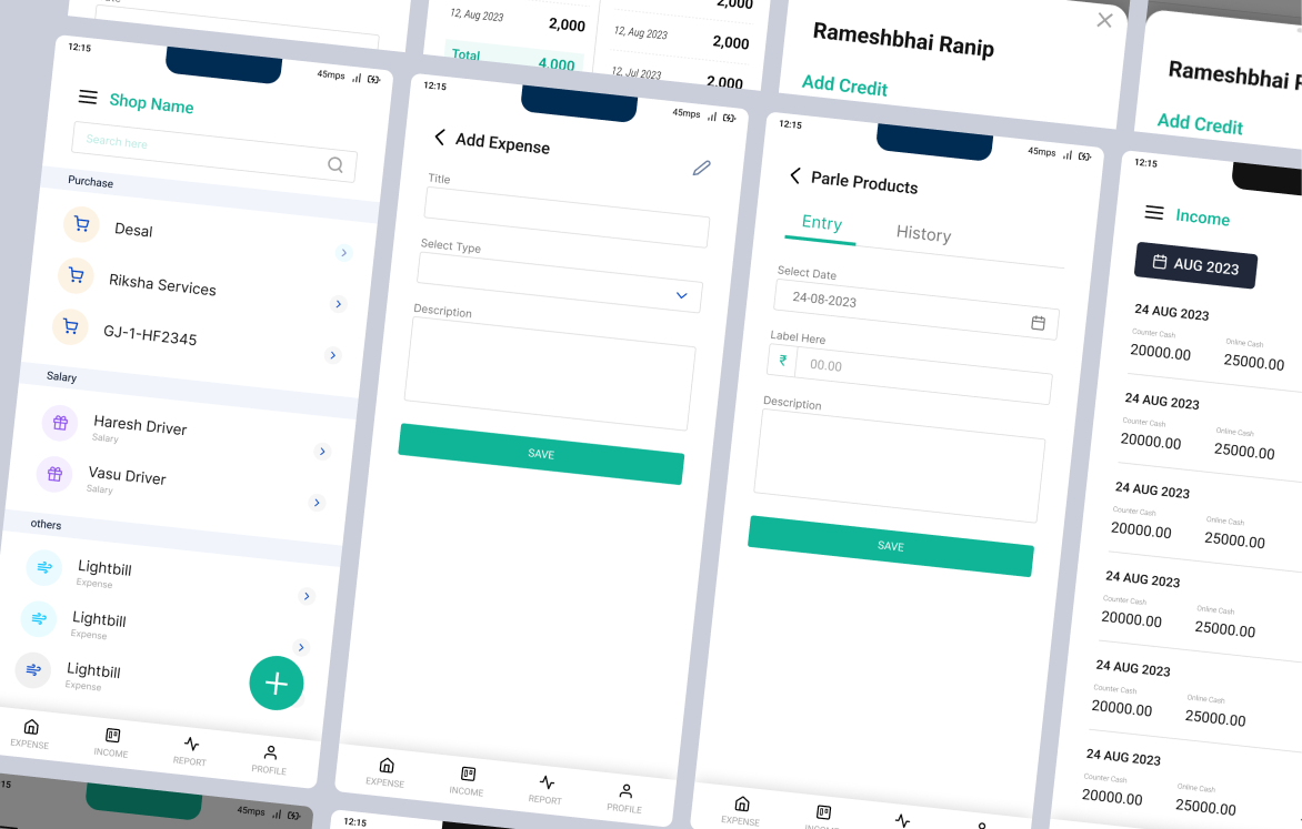 Shop ledger app interface screenshot