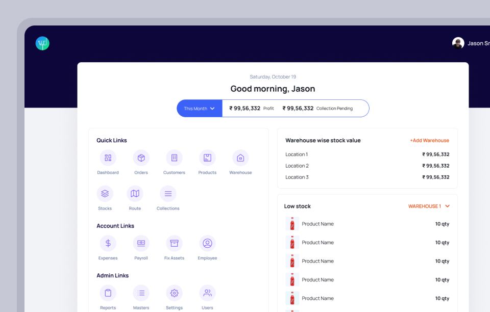 Vepar4u order management platform screenshot 2