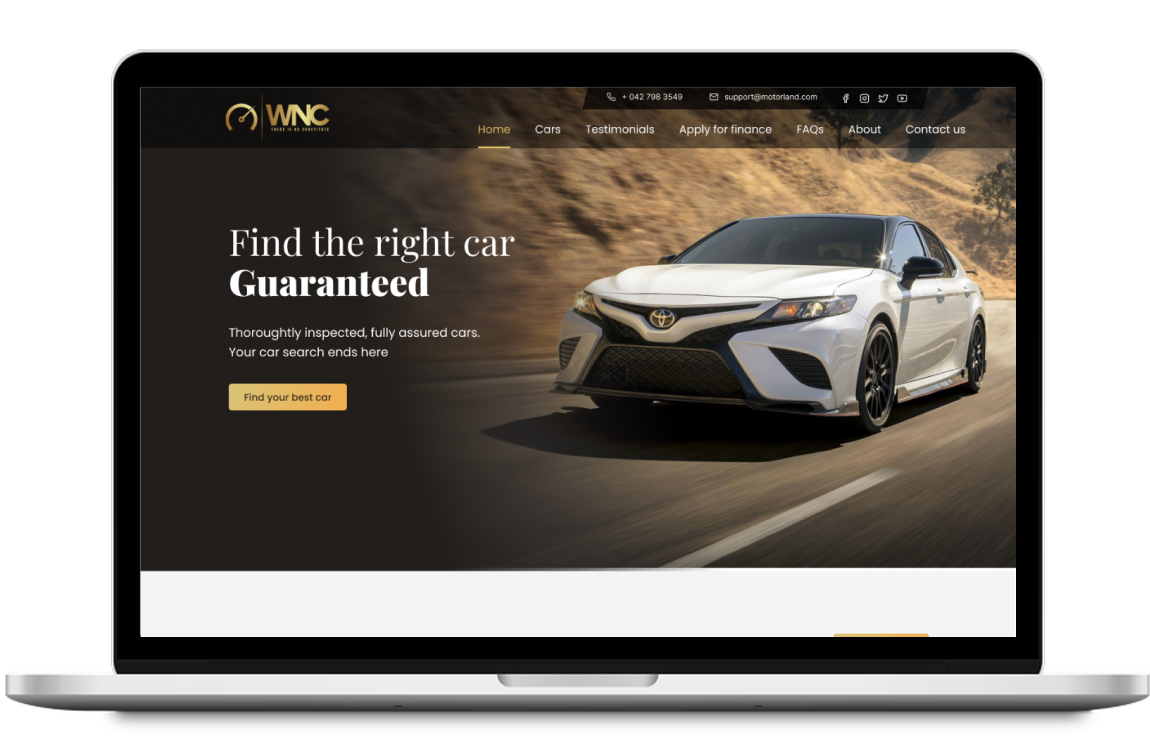 WNC car marketplace website interface screenshot